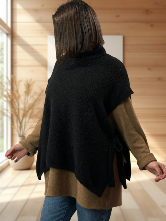 MIMI - PULL NOIR SANS MANCHES JUSQU'A LA TAILLE 52