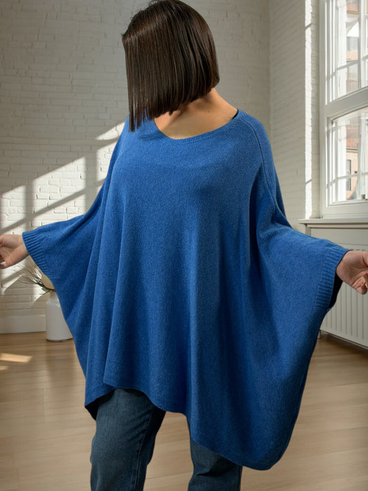 NICKO - PULL OVERSIZE BLEU JUSQU'A LA TAILLE 60