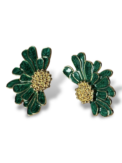 JULIE - BOUCLES D'OREILLES FLEUR VERTE