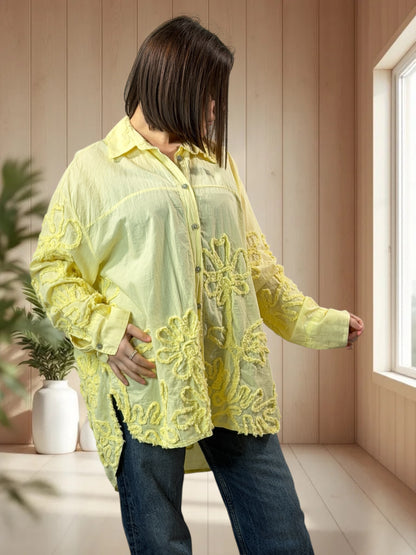CAROLA - CHEMISE OVERSIZE JAUNE JUSQU'A LA TAILLE 50/52