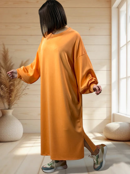 MAROUSSIA - ROBE OVERSIZE EN SWEAT ABRICOT JUSQU'A LA TAILLE 54/56