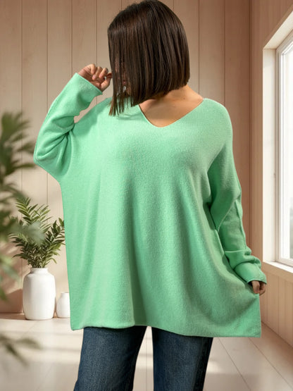 PAOLA - PULL OVERSIZE VERT JUSQU'A LA TAILLE 54/56
