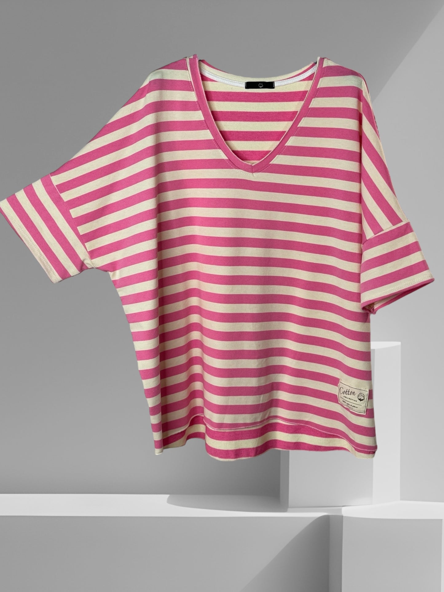 RAMATUELLE - MARINIERE OVERSIZE RAYURE ROSE JUSQU'A LA TAILLE 58