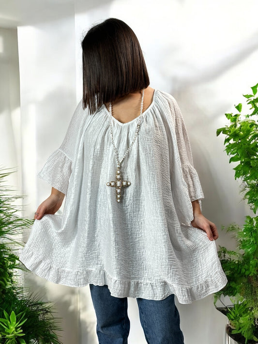 BERLINGOT - TUNIQUE OVERSIZE BLANCHE  JUSQU'A LA TAILLE 58/60