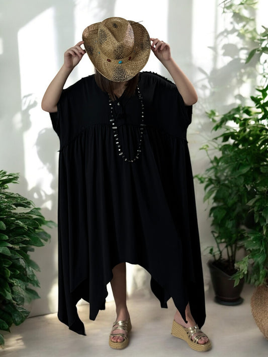 MONICA - ROBE NOIRE ASYMETRIQUE JUSQU'A LA TAILLE 54/56