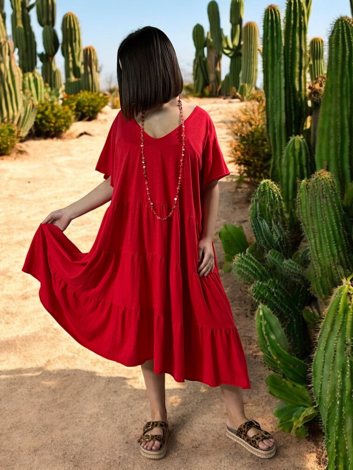 ELSA - ROBE ROUGE OVERSIZE JUSQU'A LA TAILLE 56