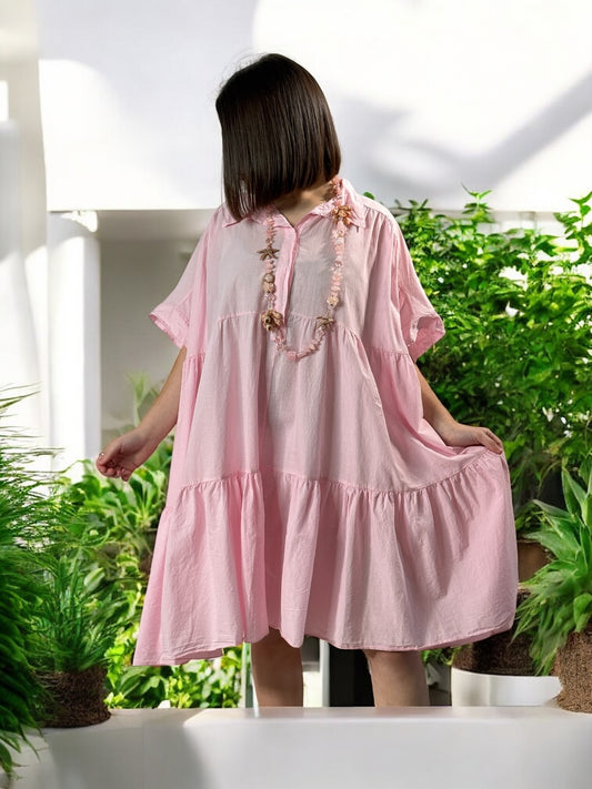 MADELINE - ROBE TUNIQUE ROSE JUSQU'A LA TAILLE 52/54