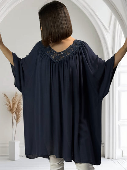 LOLITA - TUNIQUE OVERSIZE MARINE JUSQU'A LA TAILLE 58