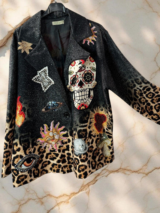 MARICAO - VESTE OVERSIZE MOTIF SKULL ET COEUR JUSQU'A LA TAILLE 52