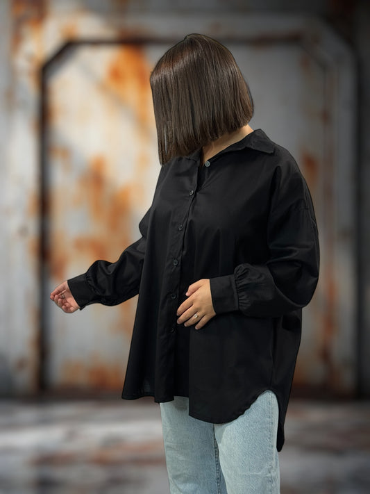 MARINA - CHEMISE OVERSIZE NOIRE JUSQU'A LA TAILLE 52