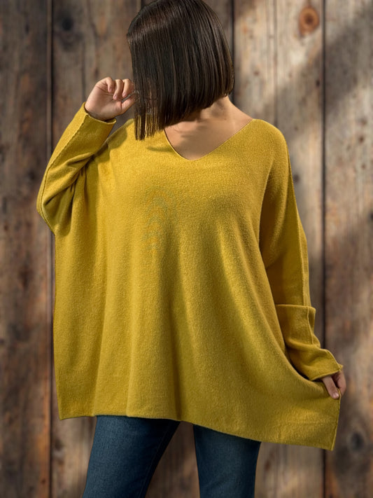 PALOMA - PULL OVERSIZE MOUTARDE JUSQU'A LA TAILLE 56