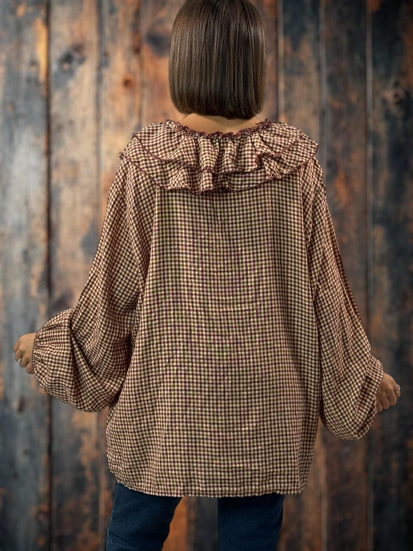 COLINE - BLOUSE A PETITS CARREAUX  JUSQU'A LA TAILLE 52/54