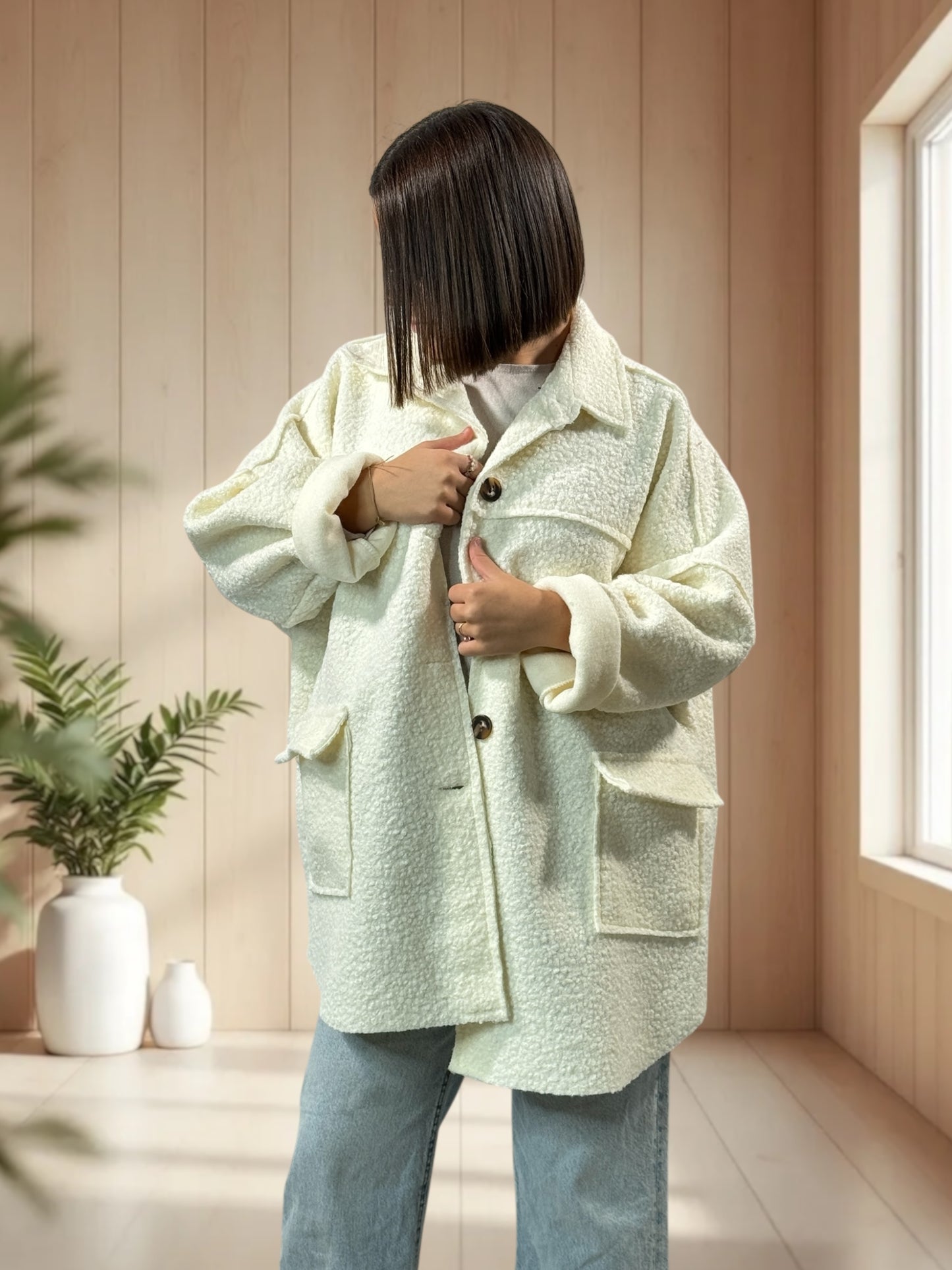 SANTAFEE - VESTE OVERSIZE BLANC CASSE JUSQU'A LA TAILLE 54/56