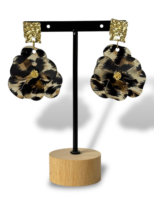MADO - BOUCLES D'OREILLES FLEUR LEOPARD