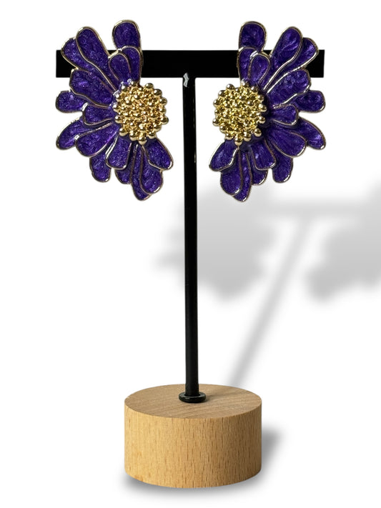 JULIE - BOUCLES D'OREILLES FLEUR VIOLETTE