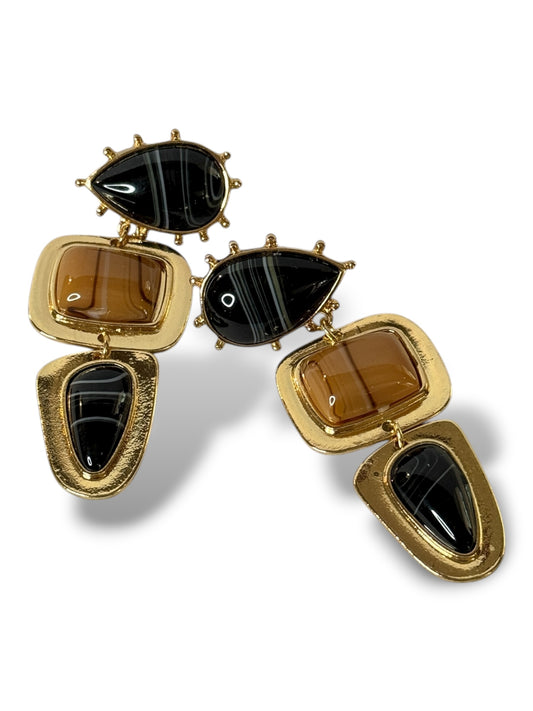MARIKA - BOUCLES D'OREILLES CAMEL ET NOIR