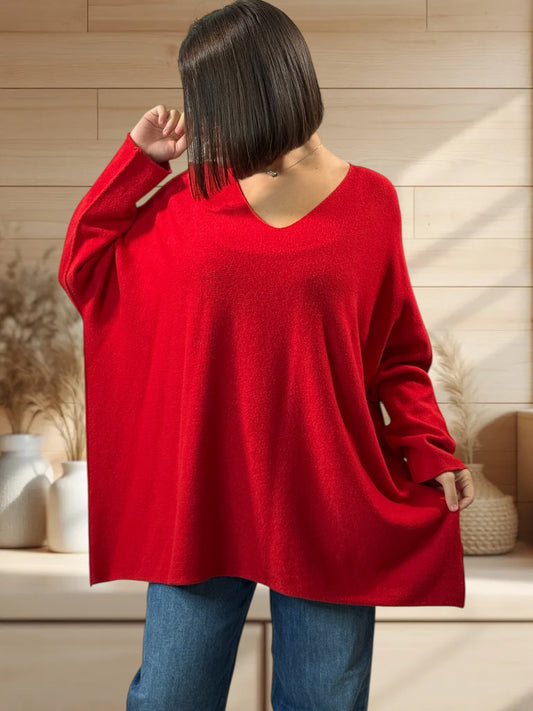 PALOMA - PULL OVERSIZE ROUGE JUSQU'A LA TAILLE 56