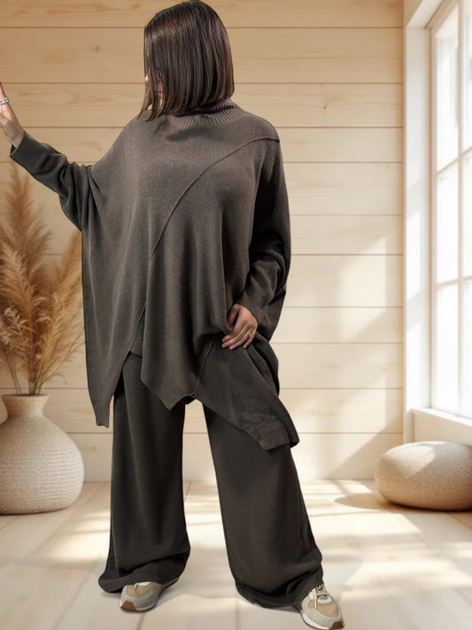 CLOE - ENSEMBLE EN MAILLE MARRON JUSQU'A LA TAILLE 50