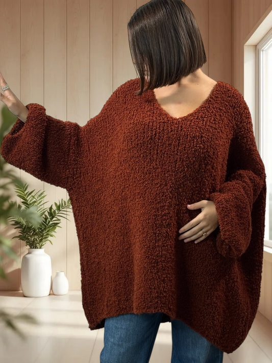 LAETITIA - PULL ROUX OVERSIZE JUSQU'A LA TAILLE 58