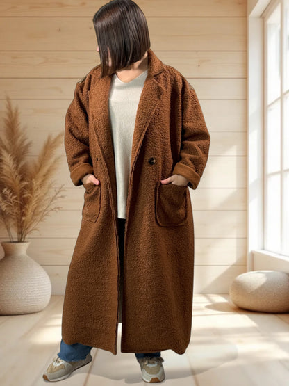 SYLVIO - LONG MANTEAU CHATAIGNE JUSQU'A LA TAILLE 54