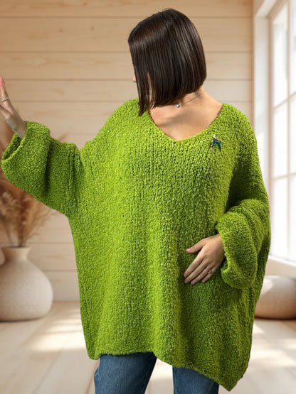 LAETITIA - PULL VERT OVERSIZE JUSQU'A LA TAILLE 58