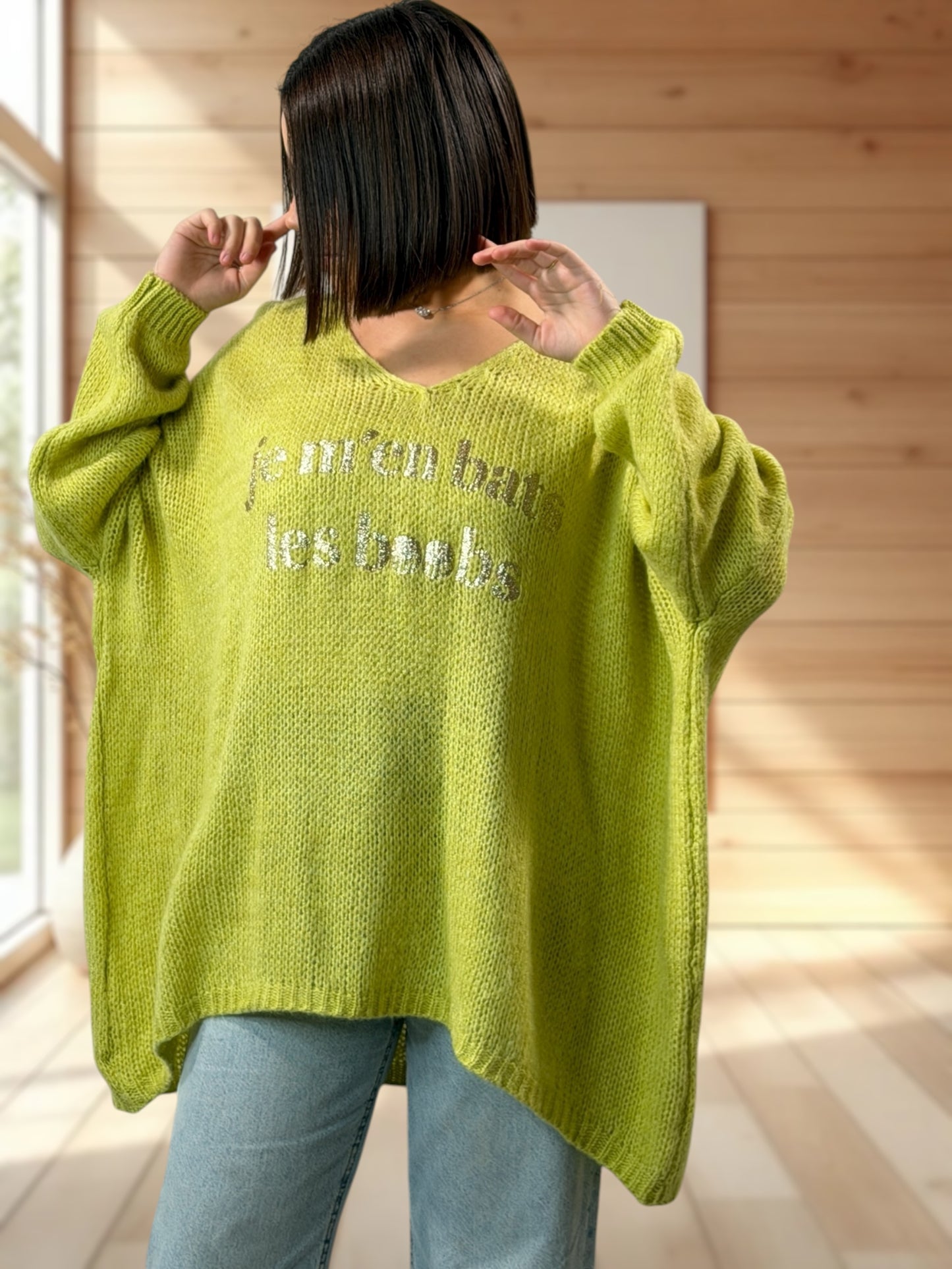 LUCIA - PULL OVERSIZE VERT JUSQU'A LA TAILLE 54