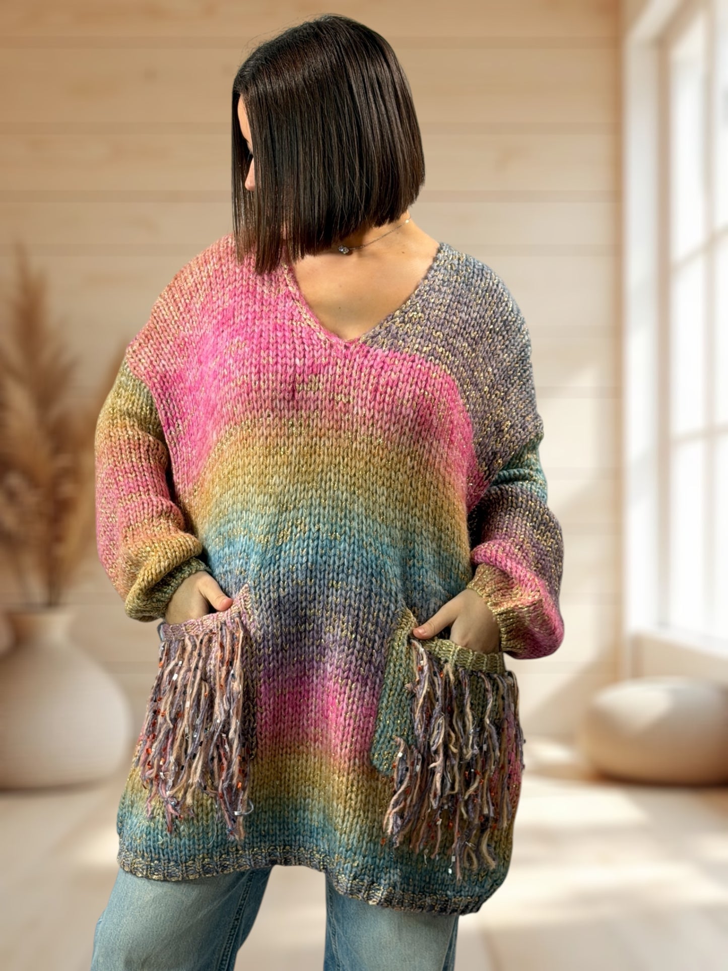 CHACHA REF4 - PULL OVERSIZE AVEC LUREX JUSQU'A LA TAILLE 54/56