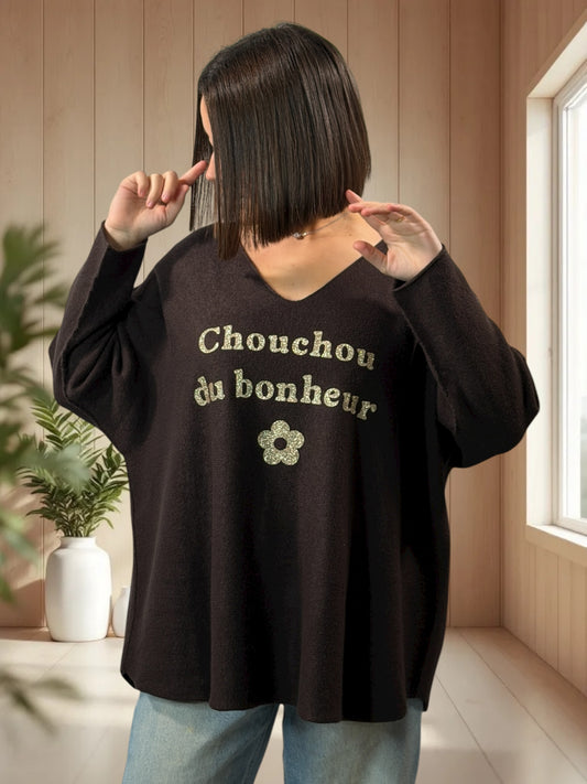 CHOUCHOU - PULL MARRON JUSQU'A LA TAILLE 54