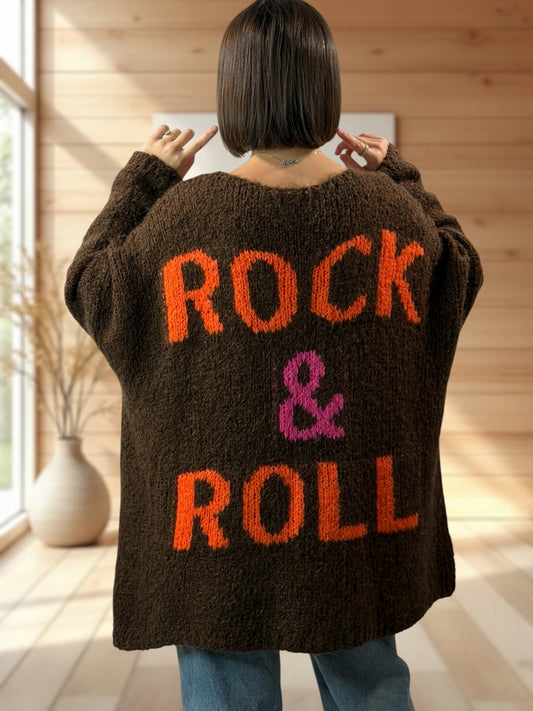 LUCKY - PULL MARRON OVERSIZE JUSQU'A LA TAILLE 56/58