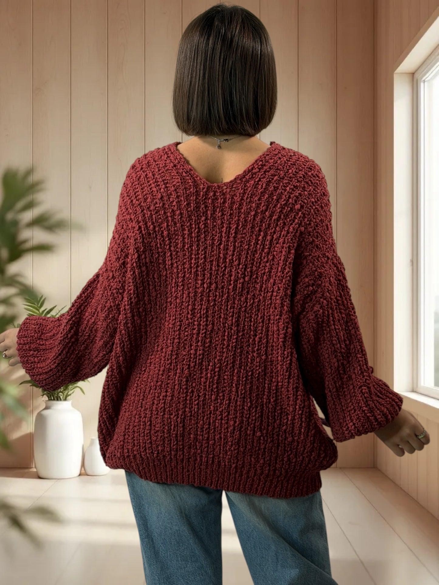 STELLA - PULL OVERSIZE TERRACOTA JUSQU'A LA TAILLE 54