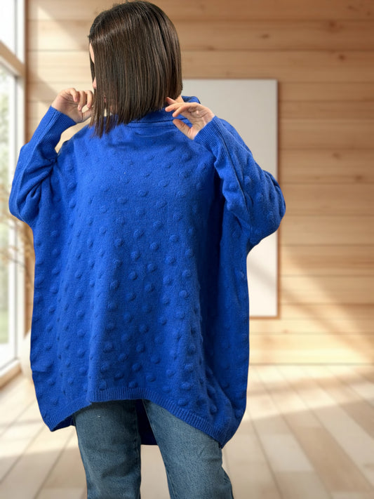 CAMILLA - PULL BLEU OVERSIZE JUSQU'A LA TAILLE 56