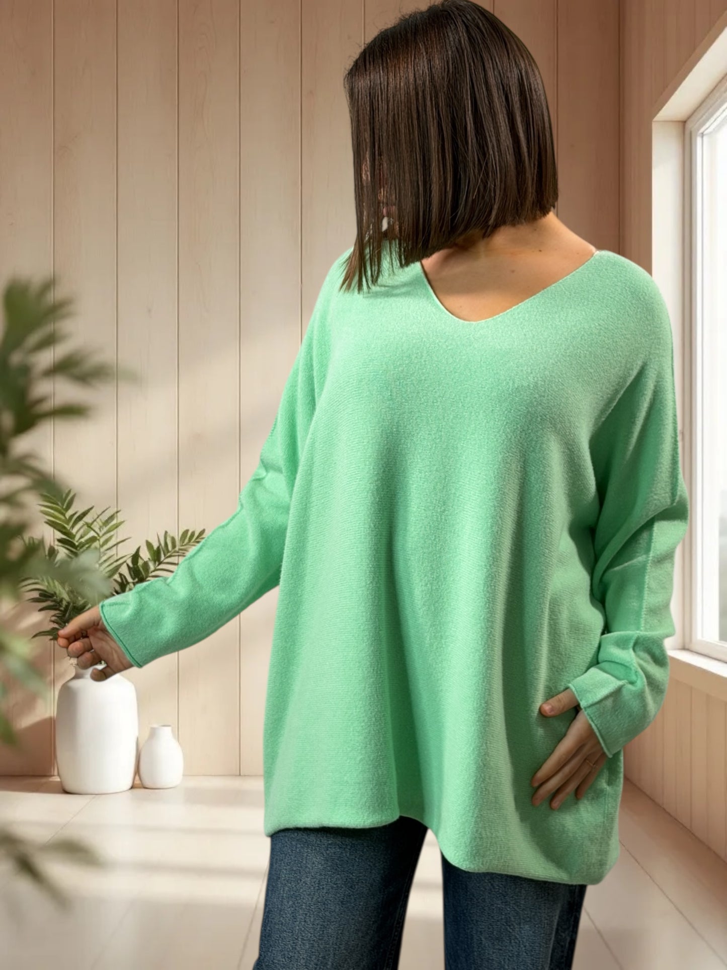 PAOLA - PULL OVERSIZE VERT JUSQU'A LA TAILLE 54/56