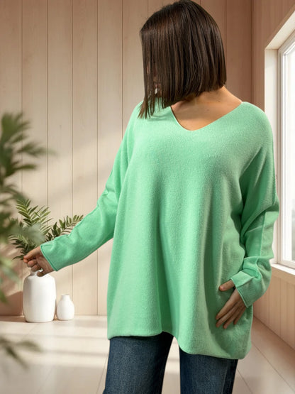 PAOLA - PULL OVERSIZE VERT JUSQU'A LA TAILLE 54/56