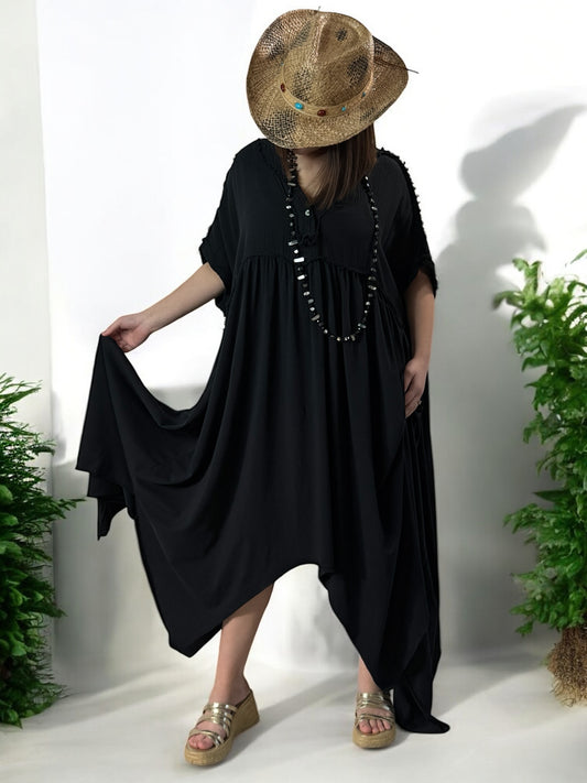 MONICA - ROBE NOIRE ASYMETRIQUE JUSQU'A LA TAILLE 54/56