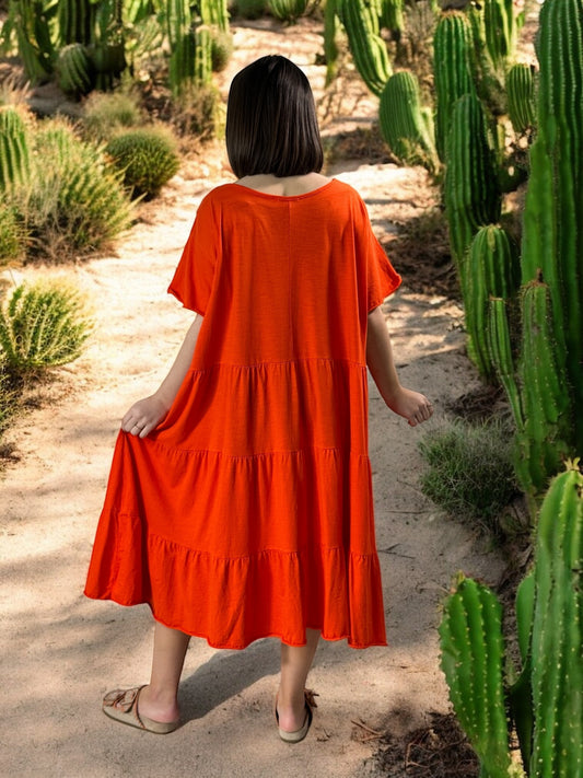 ELSA - ROBE ORANGE OVERSIZE JUSQU'A LA TAILLE 56
