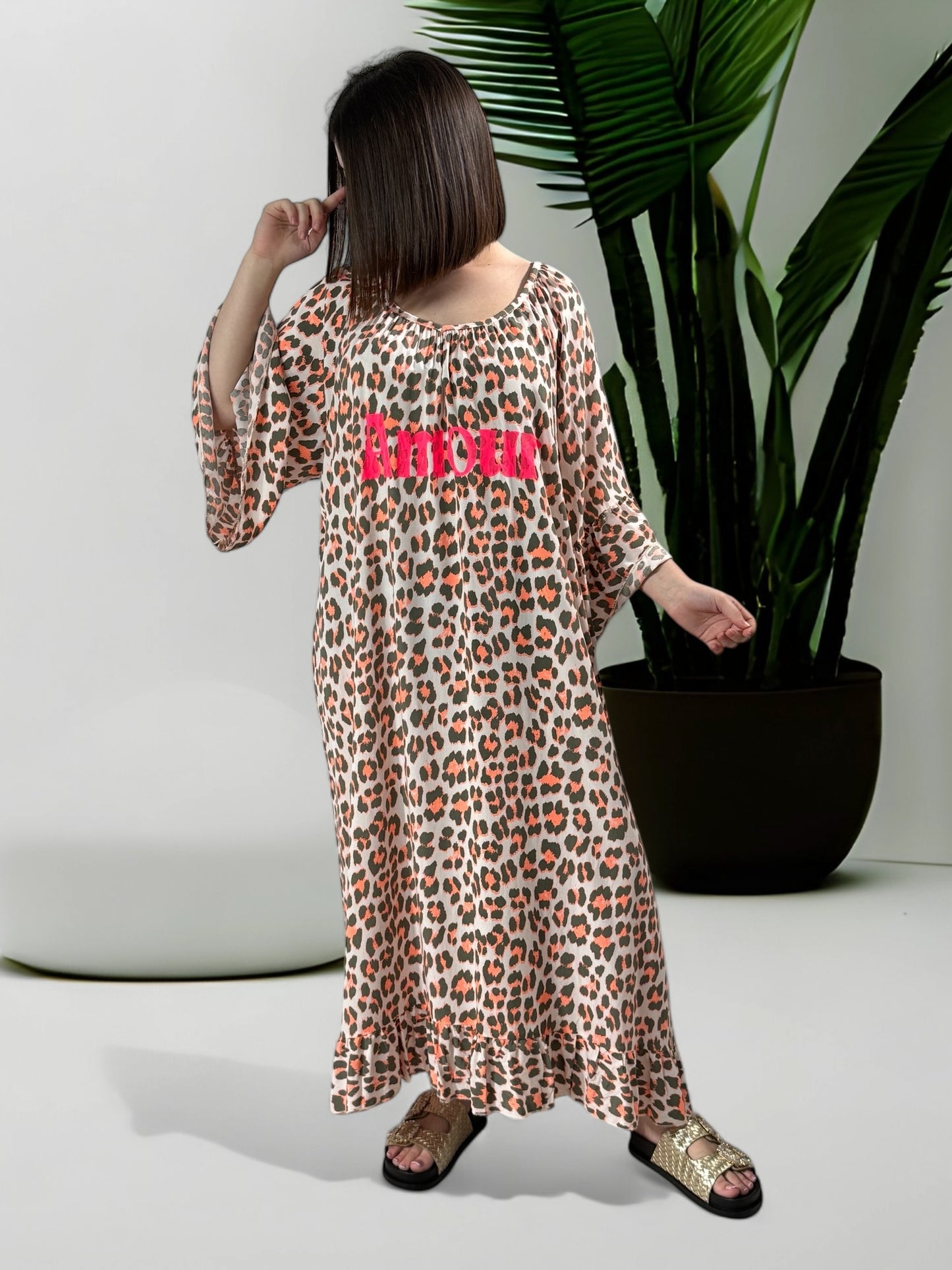 LALOLITA - ROBE LEOPARD KAKI JUSQU'A LA TAILLE 54/56