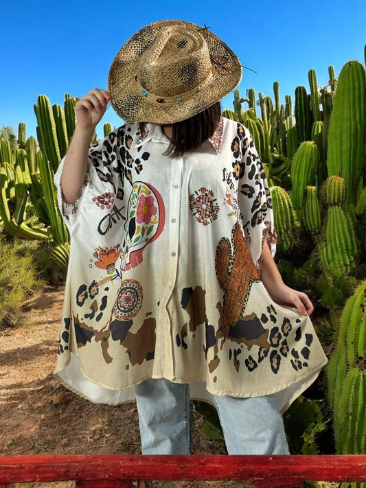 HONOLULU - TUNIQUE OVERSIZE MOTIF SKULL JUSQU'A LA TAILLE 58