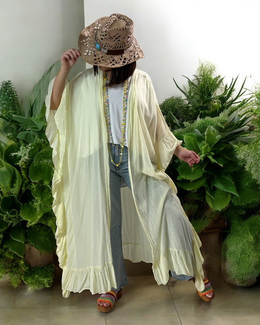 HAPINESS - KIMONO JAUNE OVERSIZE JUSQU'A LA TAILLE 60