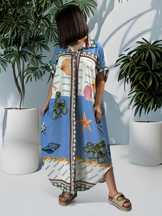 ITICA - ROBE OVERSIZE MOTIF COQUILLAGE JUSQU'A LA TAILLE 56