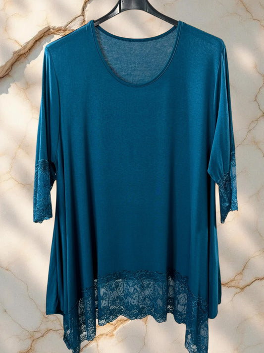 CINDY - TOP BLEU CANARD TAILLE 46 A 56/58