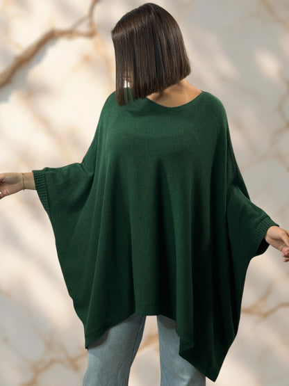 NICKO - PULL OVERSIZE VERT BOUTEILLE JUSQU'A LA TAILLE 60