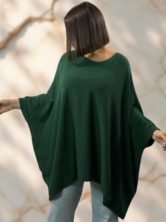 NICKO - PULL OVERSIZE VERT BOUTEILLE JUSQU'A LA TAILLE 60
