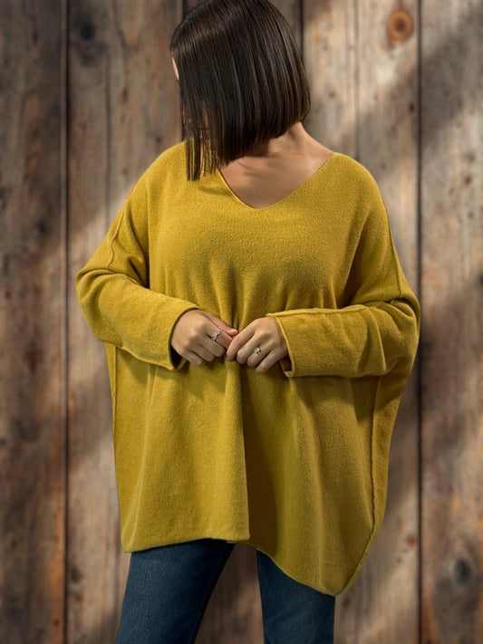 PALOMA - PULL OVERSIZE MOUTARDE JUSQU'A LA TAILLE 56