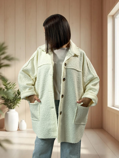 SANTAFEE - VESTE OVERSIZE BLANC CASSE JUSQU'A LA TAILLE 54/56
