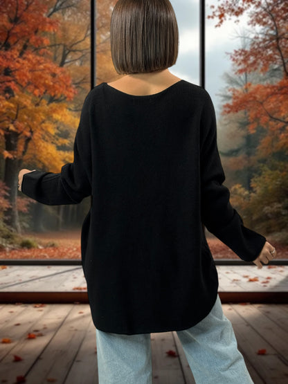 FANNY - PULL OVERSIZE NOIR JUSQU'A LA TAILLE 52