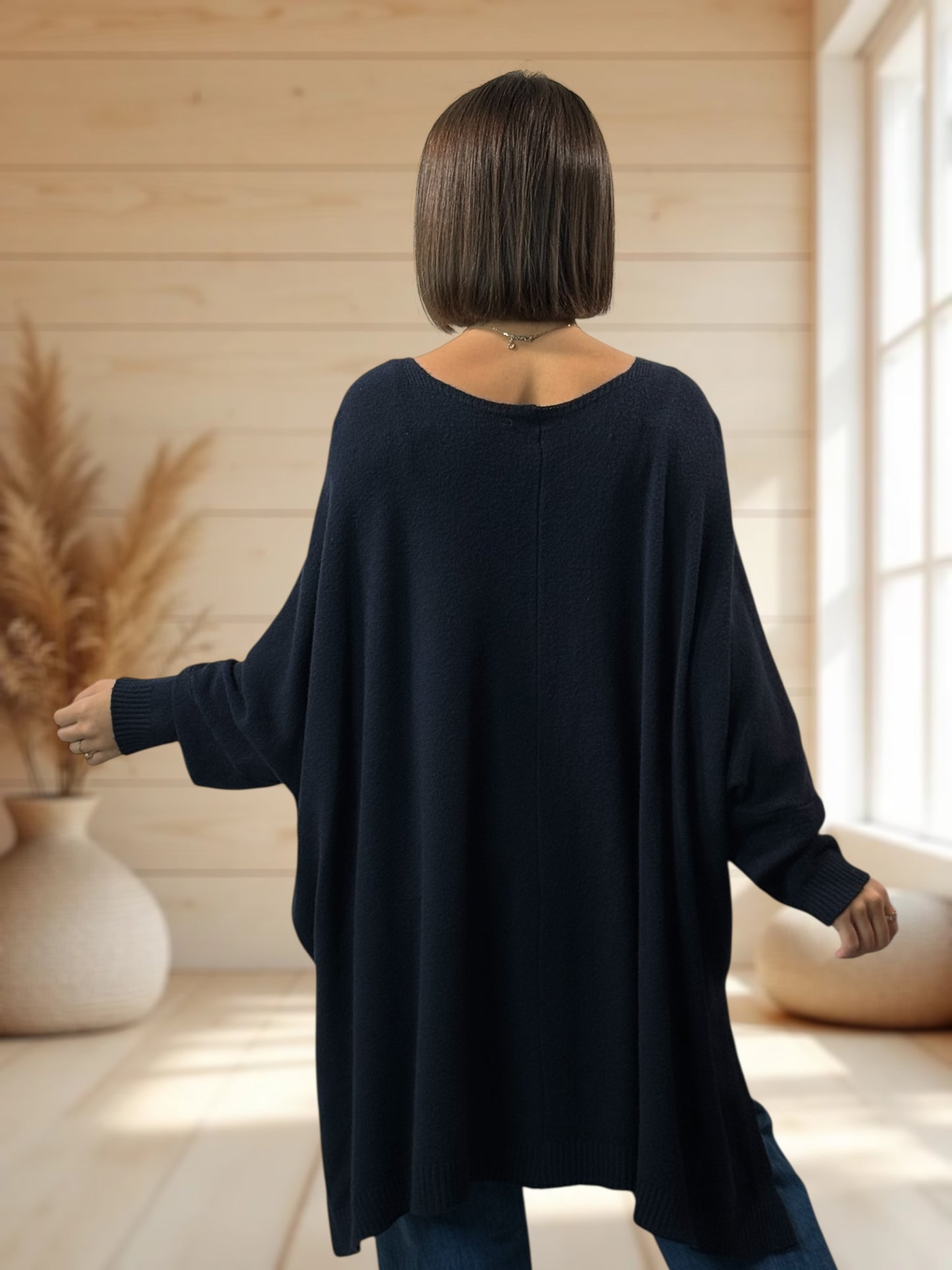 MATHILDE - GILET OVERSIZE MARINE JUSQU'A LA TAILLE 56/58