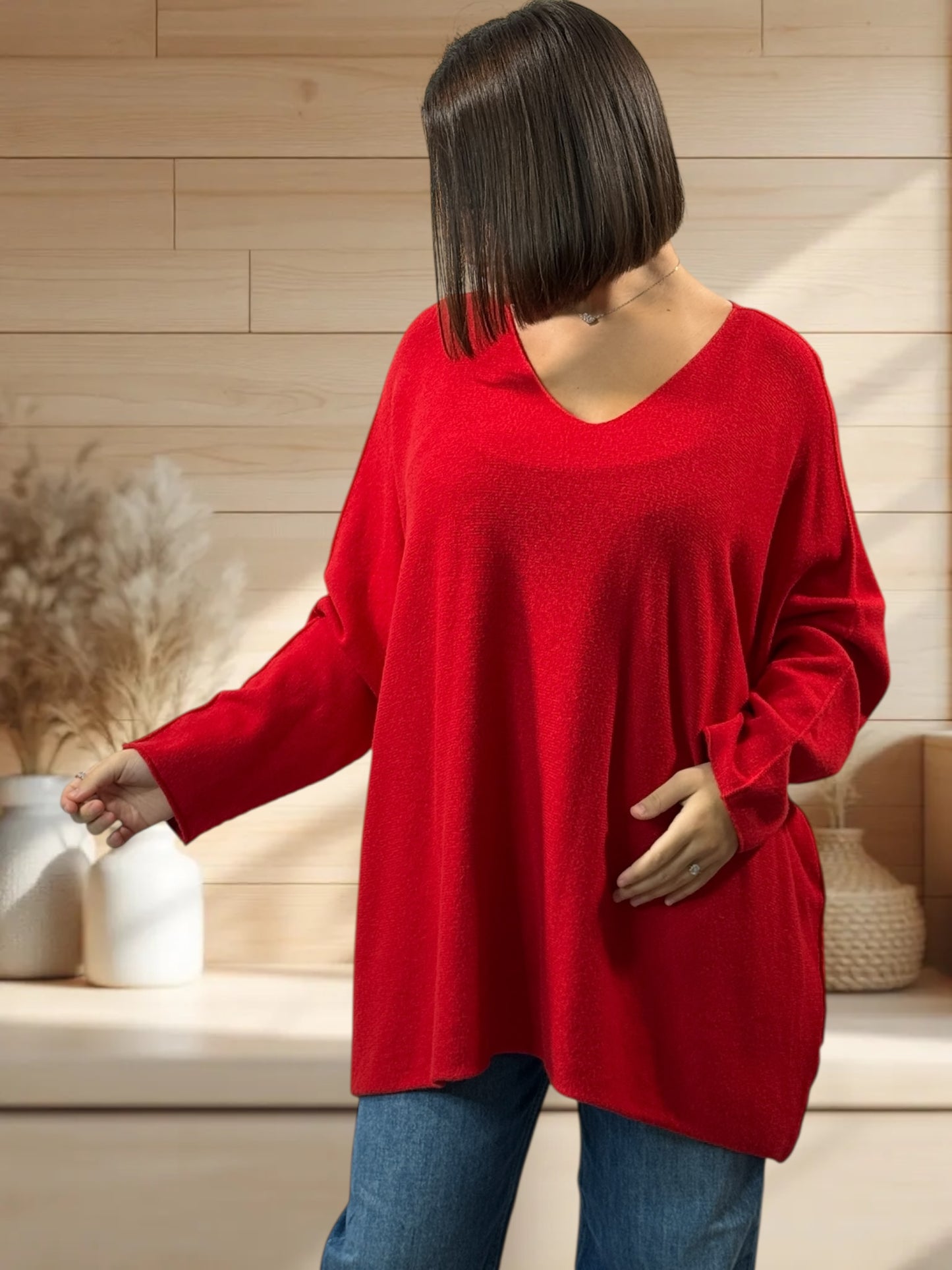 PALOMA - PULL OVERSIZE ROUGE JUSQU'A LA TAILLE 56