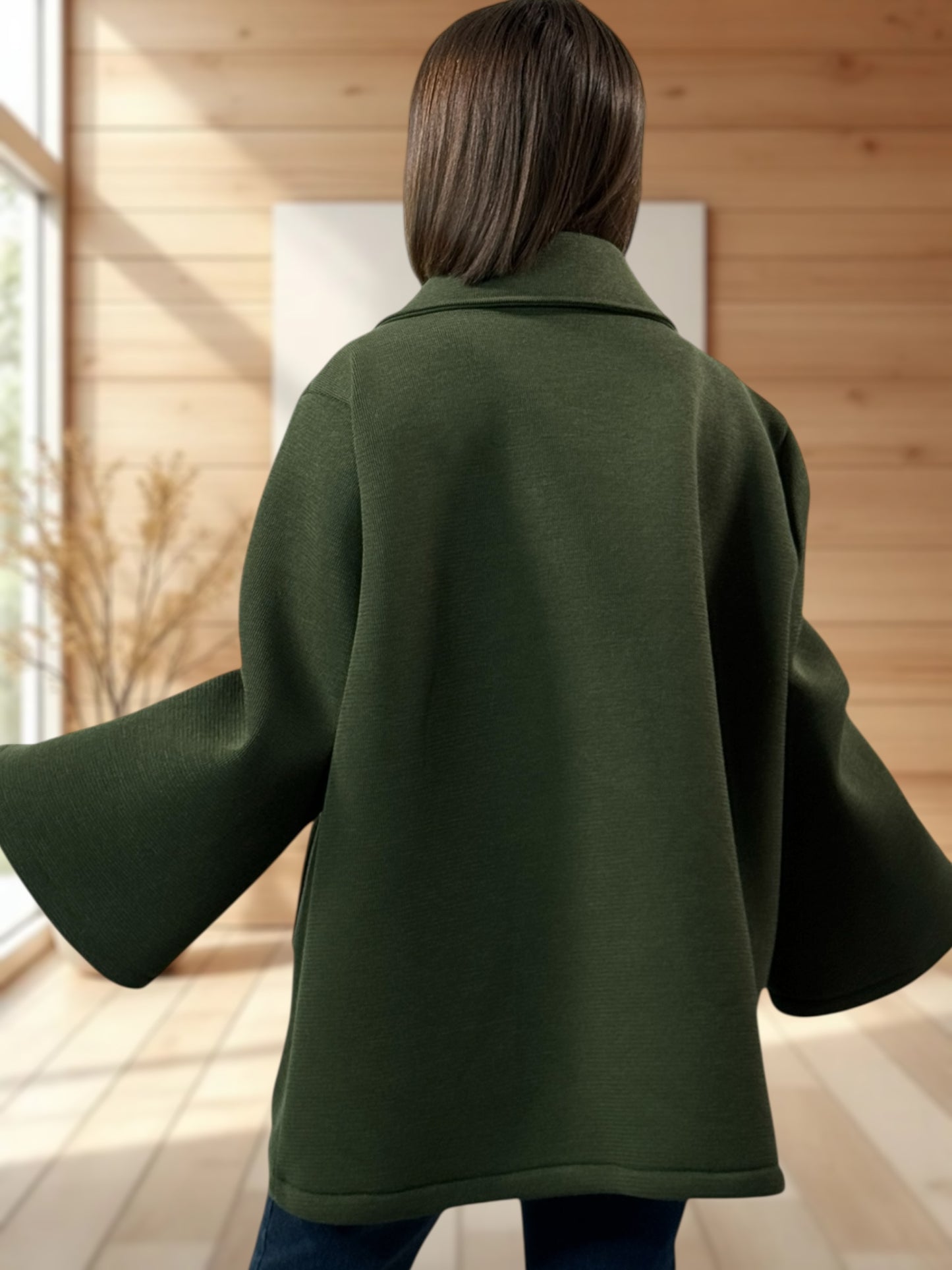 ROSALINA - VESTE OVERSIZE KAKI JUSQU'A LA TAILLE 52