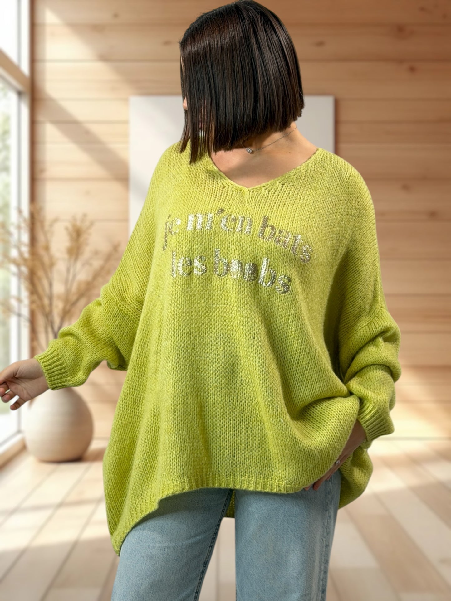 LUCIA - PULL OVERSIZE VERT JUSQU'A LA TAILLE 54