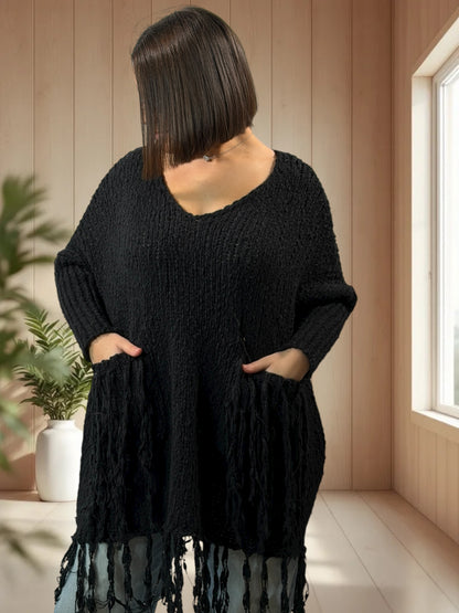 SHEILA - PULL OVERSIZE NOIR JUSQU'A LA TAILLE 56